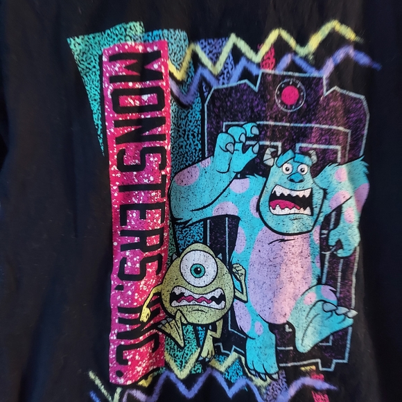 Kids Black Graphic Tee with Monsters Design MED Mike Sully - Picture 2 of 6